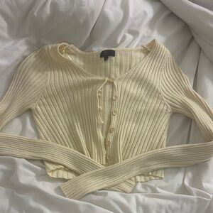 Debut Light Cream Ribbed Cardigan
